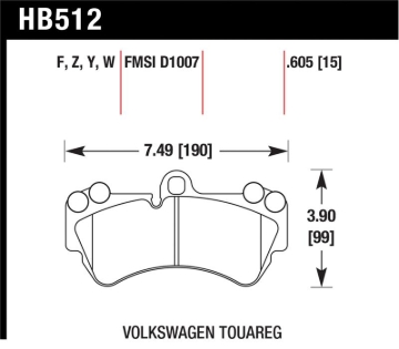 Picture of Hawk 04 Volkswagen Touareg Performance Ceramic Street Front Brake Pads