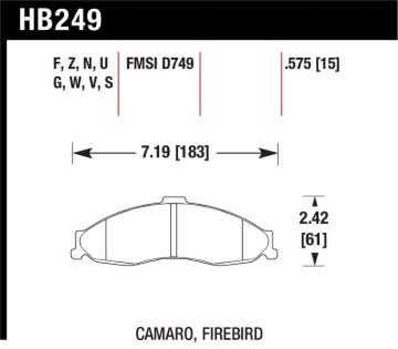 Picture of Hawk 98-02 Camaro/Firebird HP+ Street Front Brake Pads