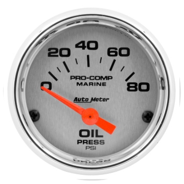 Picture of Autometer Marine Chrome Ultra-Lite 2-1/16in 80PSI Electric Oil Pressure Gauge