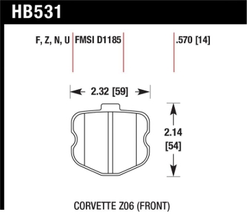 Picture of Hawk 06-10 Chevy Corvette (OEM Pad Design) Front HPS Sreet Brake Pads