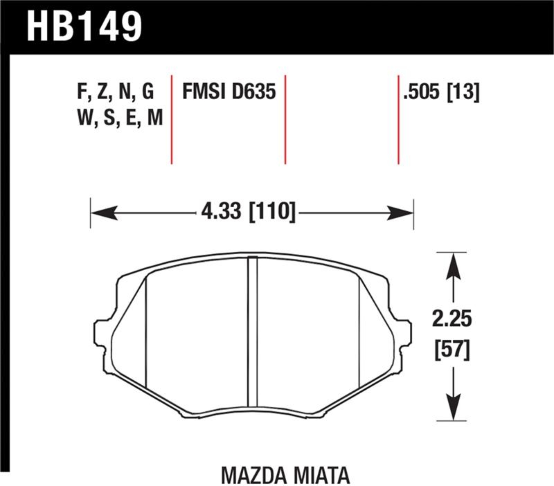 Picture of Hawk 94-05 Mazda Miata (NA/NB) Black Race Front Brake Pads