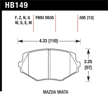 Picture of Hawk 94-05 Mazda Miata (NA/NB) Black Race Front Brake Pads