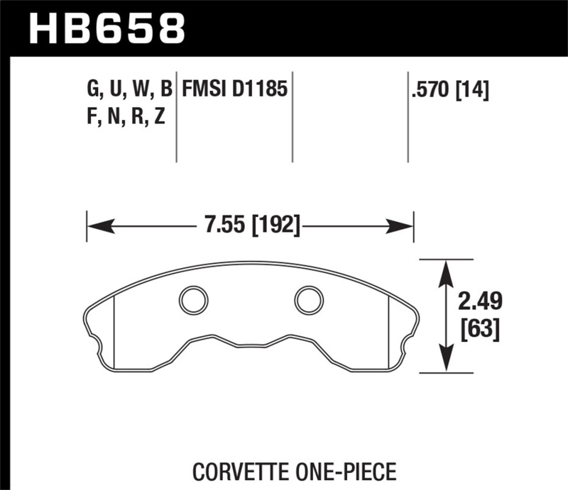 Picture of Hawk 06-13 Chevrolet Corvette Z06 DTC-30 Race Front Brake Pads (One Piece)