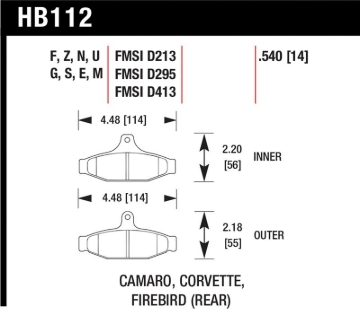 Picture of Hawk 85-97 Chevrolet Camaro w/Rear Disc Brakes/84-96 Chevrolet Corvette DTC-60 Race Rear Brake Pads