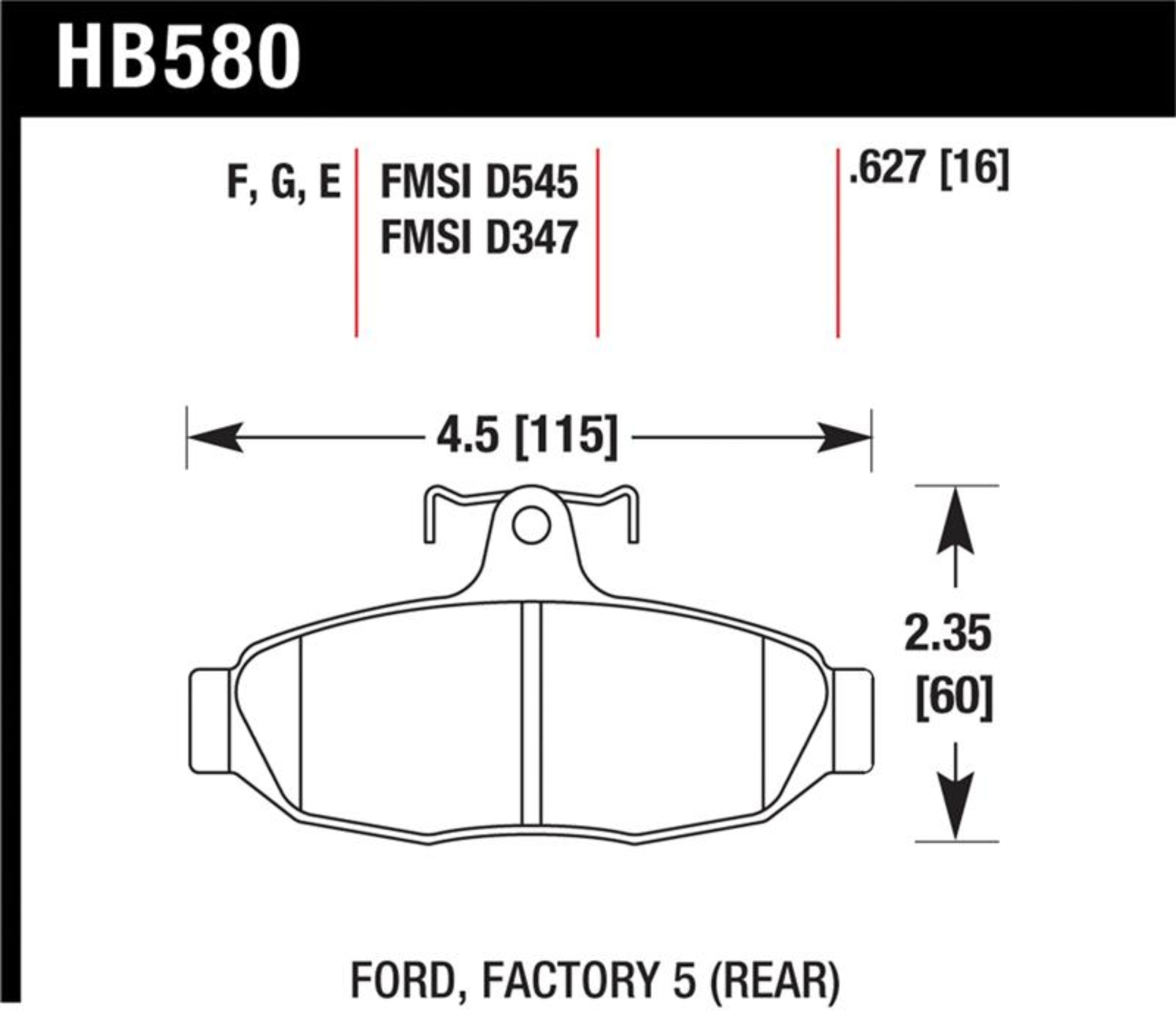Picture of Hawk 86-92 Ford Taurus SHO / 89-92 Ford Thunderbird Super Coupe DTC-60 Race Rear Brake Pads