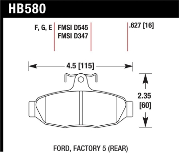 Picture of Hawk 86-92 Ford Taurus SHO / 89-92 Ford Thunderbird Super Coupe DTC-60 Race Rear Brake Pads