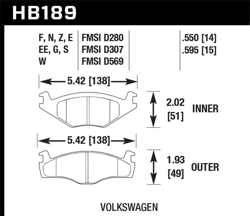 Picture of Hawk 79-84 Volkswagen Rabbit / 85-90 Volkswagen Cabriolet DTC-60 Race Front Brake Pads