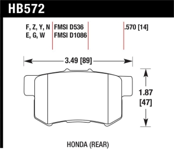 Picture of Hawk 02-04 Honda Civic Si / 99-08 Acura TL DTC-60 Race Rear Brake Pads