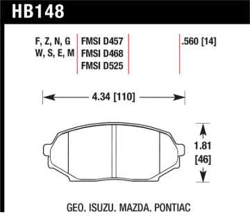 Picture of Hawk 90-93 Mazda Miata (NA) HT-10 Race Front Brake Pads