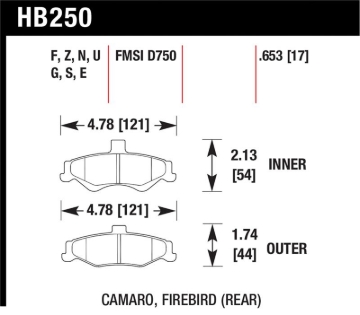 Picture of Hawk 98-02 Chevrolet Camaro SS/Z28 / 98-02 Pontiac Firebird HT-10 Race Rear Brake Pads