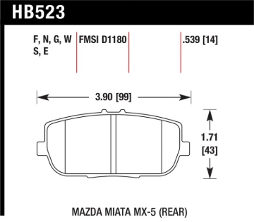Picture of Hawk 06-16 Mazda MX-5 Miata HT-10 Race Rear Brake Pads