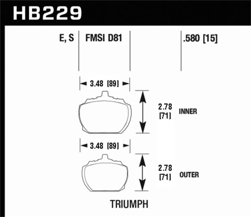 Picture of Hawk 70-73 Triumph Stag / 80-82 Triumph TR8 HT-10 Race Front Brake Pads