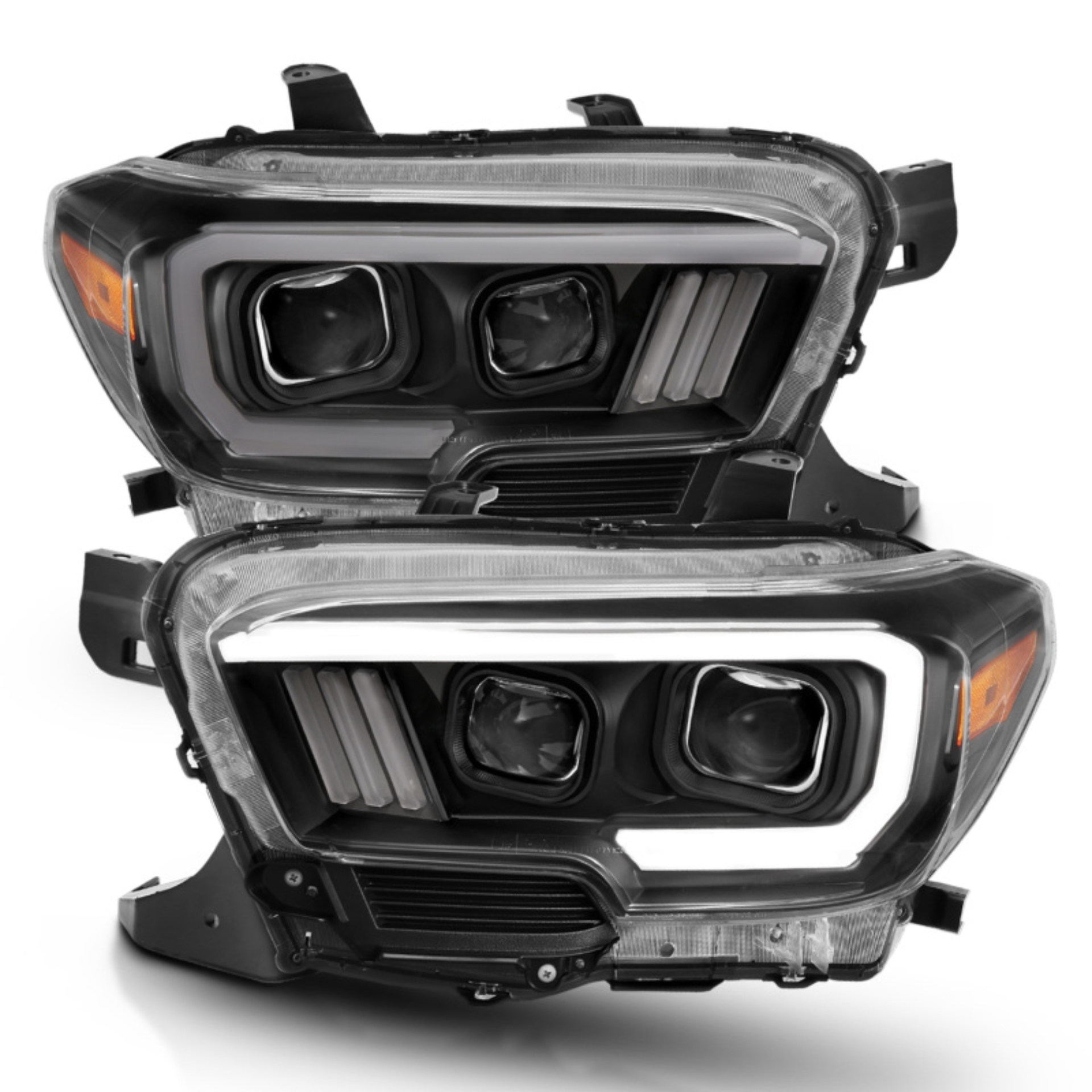 Picture of ANZO 2016-2017 Toyota Tacoma Projector Headlights w/ Plank Style Switchback Black w/ Amber