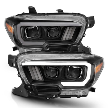 Picture of ANZO 2016-2017 Toyota Tacoma Projector Headlights w/ Plank Style Switchback Black w/ Amber