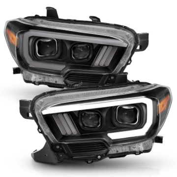 Picture of ANZO 2016-2017 Toyota Tacoma Projector Headlights w/ Plank Style Switchback Black w/ Amber w/ DRL