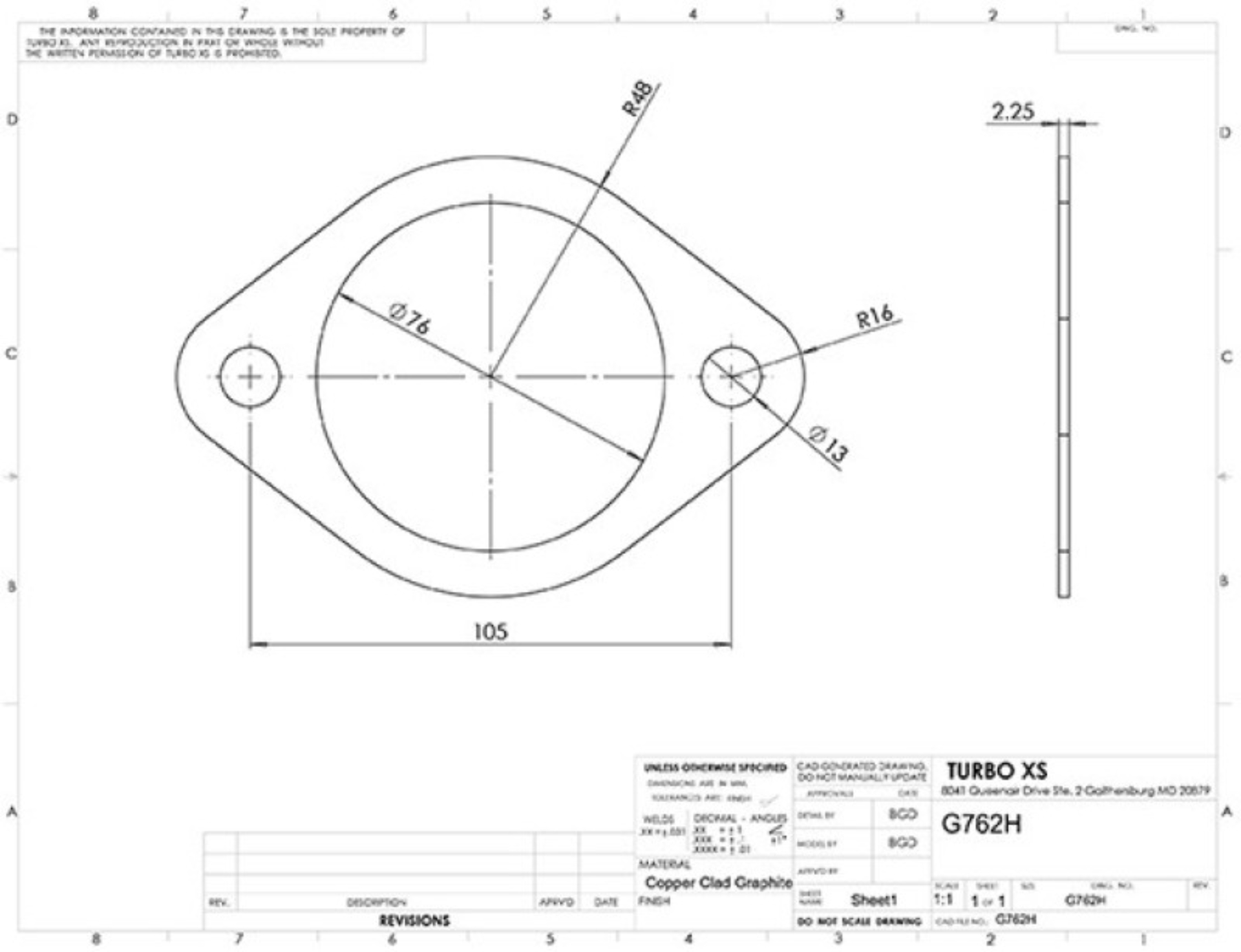 Picture of Turbo XS 2-Bolt High Temperature Exhaust Gasket 76mm/3in ID (Single)