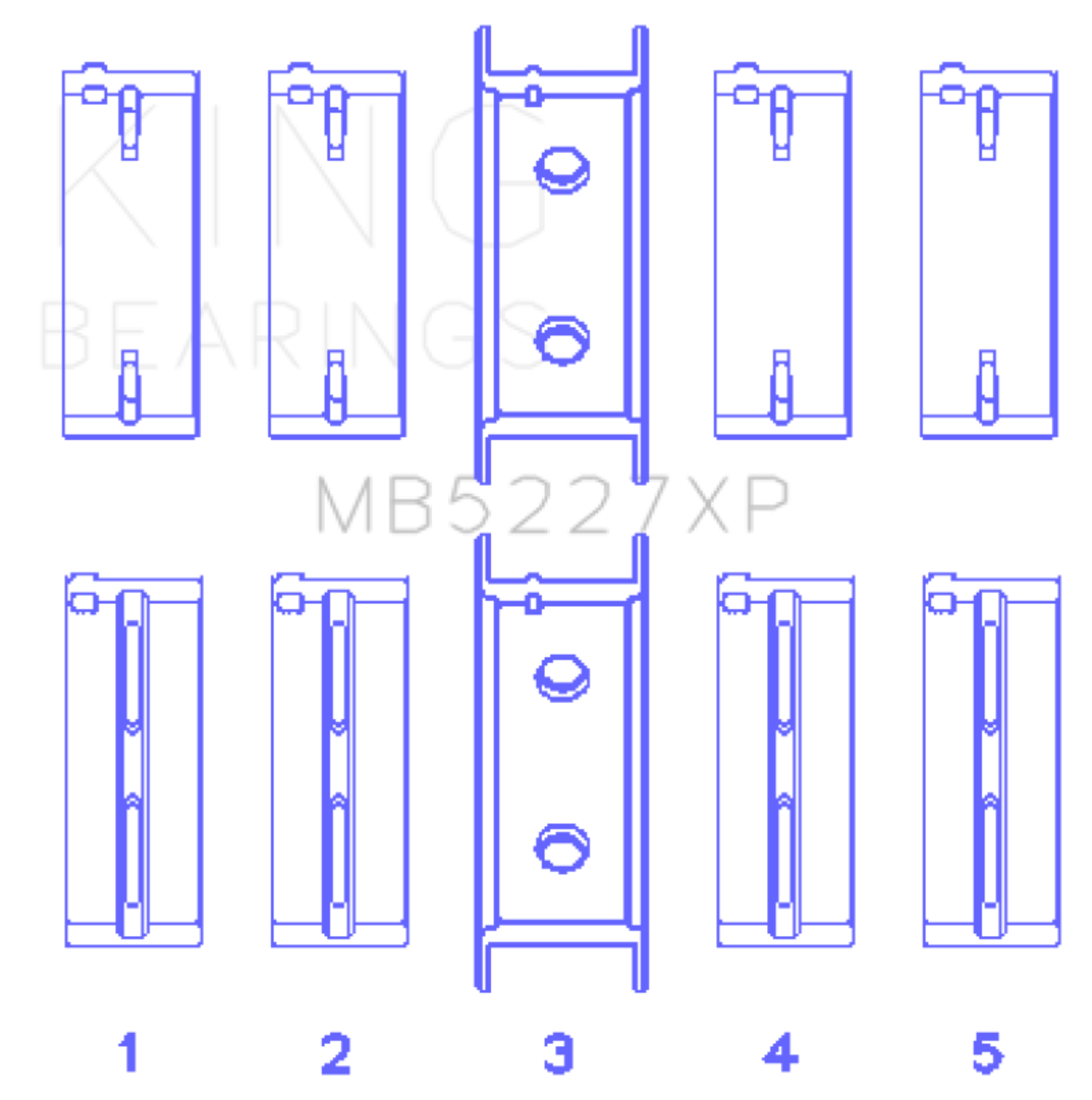 Picture of King Engine Bearings Mitsubishi 4G63/4G64 (Size .026) Crankshaft Main Bearings (Set of 5)