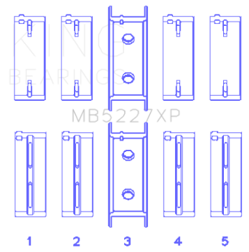 Picture of King Engine Bearings Mitsubishi 4G63/4G64 (Size .026) Crankshaft Main Bearings (Set of 5)