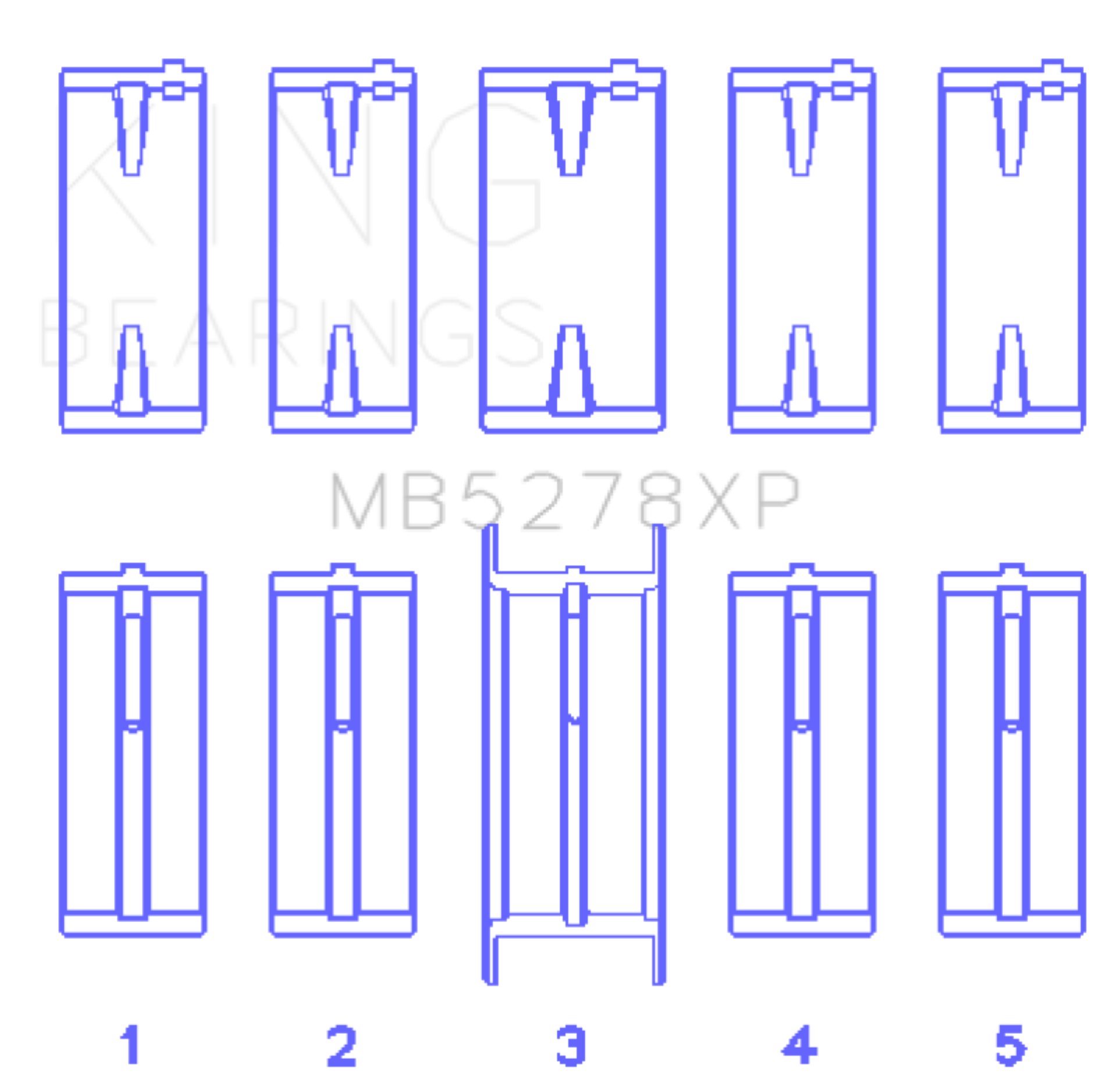 Picture of King Engine Bearings Ford 140ci 2.3L L4 (Size .026) Crankshaft Main Bearings (Set of 5)