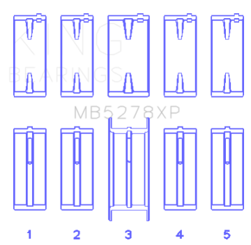 Picture of King Engine Bearings Ford 140ci 2.3L L4 (Size .026) Crankshaft Main Bearings (Set of 5)