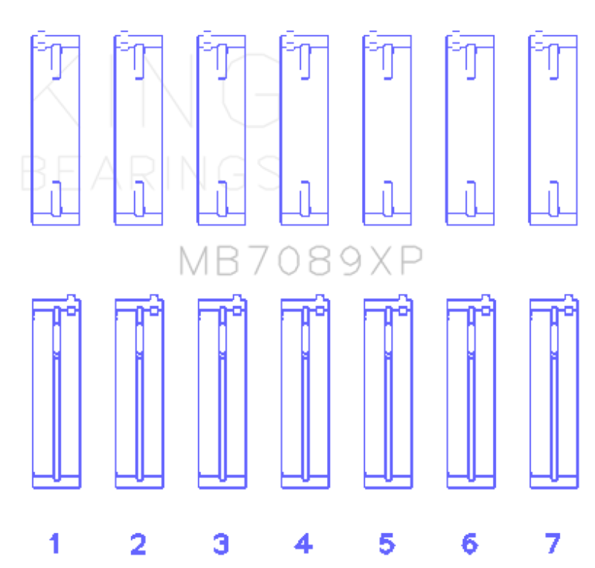 Picture of King Engine Bearings Volkswagen VR6 2.8L (Size .026) Crankshaft Main Bearings (Set of 7)