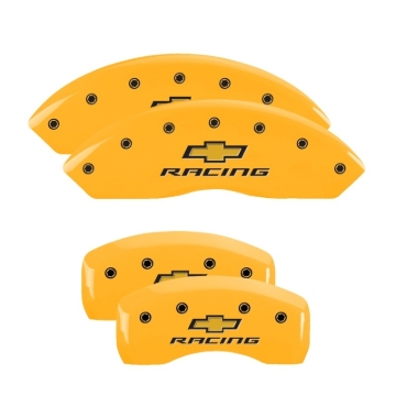 Picture of MGP 4 Caliper Covers Engraved Front & Rear Chevy Racing Yellow Power Coat Finish Black Characters