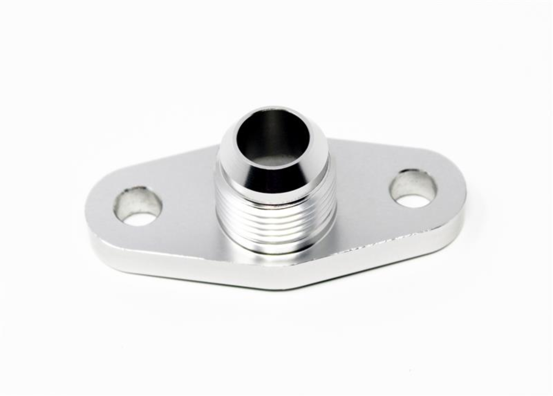 Picture of Torque Solution Billet Offset Oil Drain Flange w/ Integrated -10AN Flange: T3/T4 & PTE/Borg Turbo