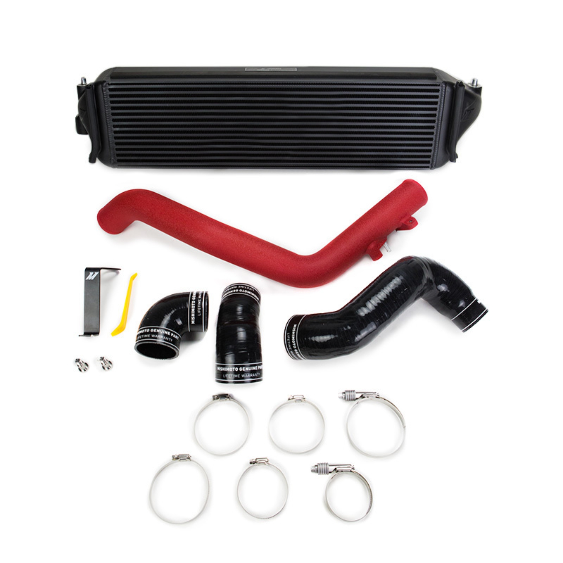 Picture of Mishimoto 2017+ Honda Civic Type R Intercooler Kit - Black Intercooler Red Pipes