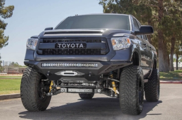 Picture of Addictive Desert Designs 2014+ Toyota Tundra Stealth Fighter Front Bumper w/Winch Mount & Sensors