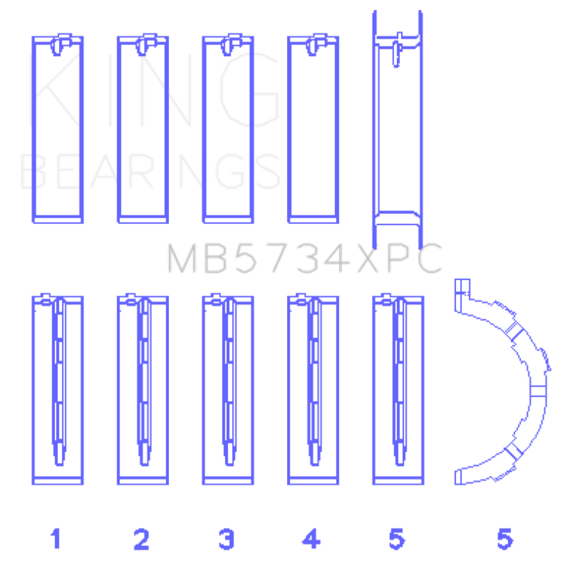Picture of King Engine Bearings Ford 302 CID Coyote (Size STD) Performance Coated Main Bearing Set - Size STD