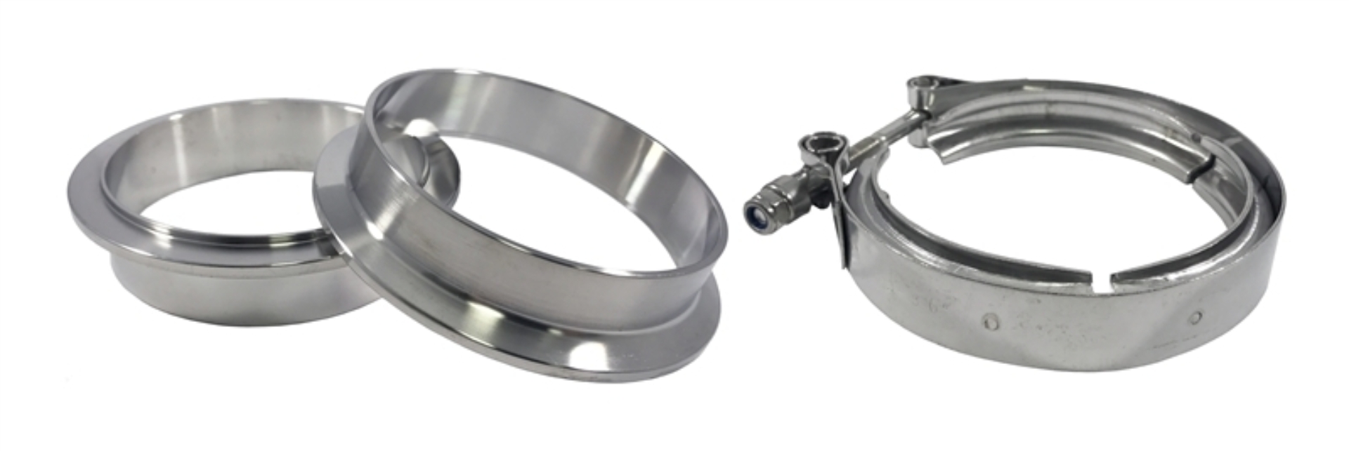 Picture of Torque Solution Stainless Steel V-Band Clamp & Flange Kit - 3.75in (95mm)