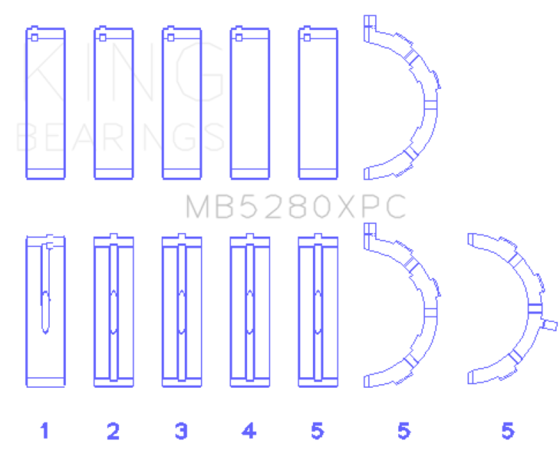 Picture of King Engine Bearings Ford 4.6L/5.4L V8 SOHC Performance Coated Main Bearing Set - Size STD