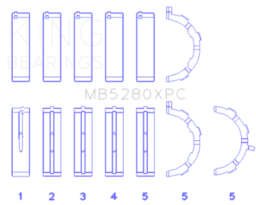 Picture of King Engine Bearings Ford 4.6L/5.4L V8 SOHC Performance Coated Main Bearing Set - Size STD