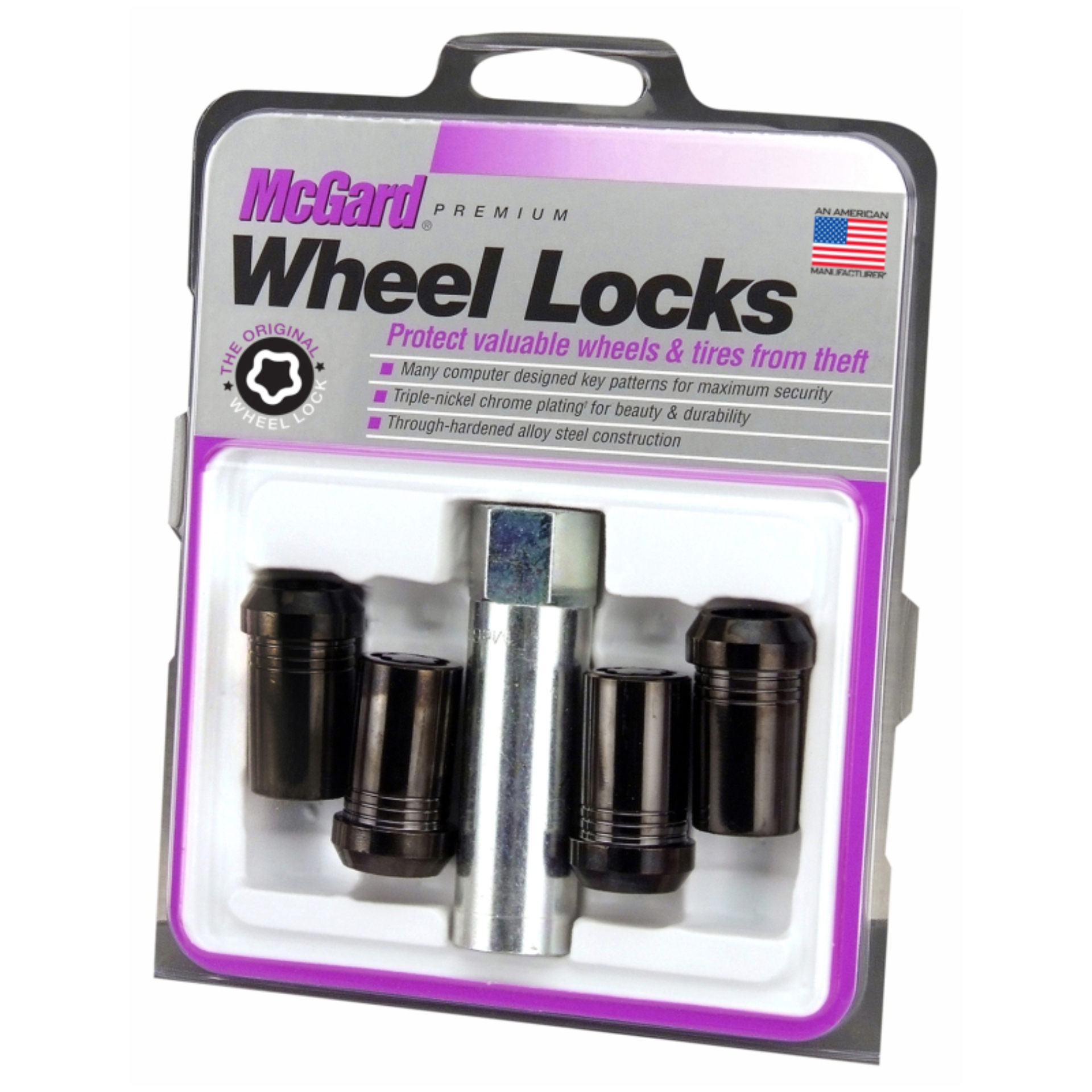 Picture of McGard Wheel Lock Nut Set - 4pk. (Tuner / Cone Seat) M14X1.5 / 1in. Hex / 1.935in. Length - Black