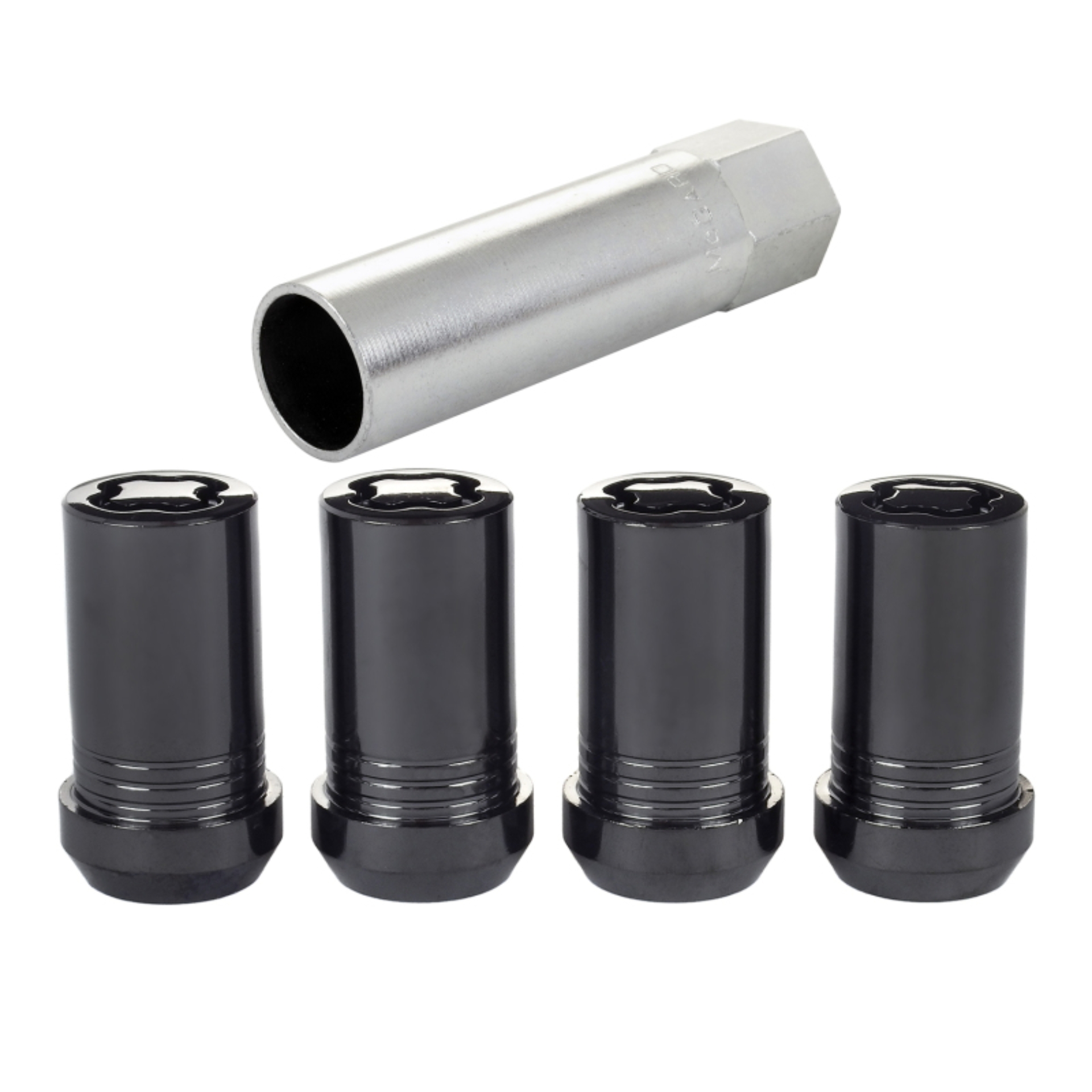 Picture of McGard Wheel Lock Nut Set - 4pk. (Tuner / Cone Seat) M14X1.5 / 22mm Hex / 1.648in. Length - Black