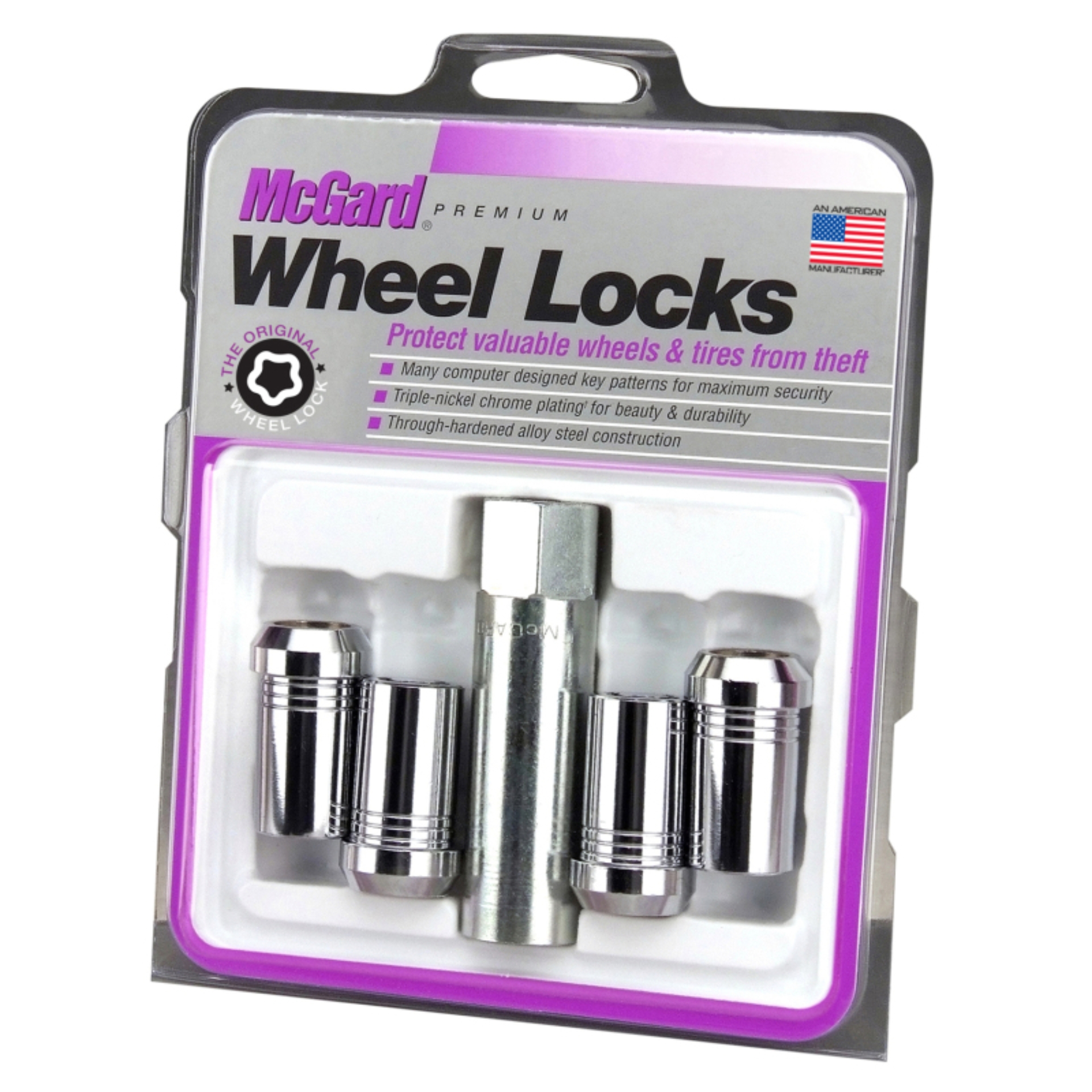 Picture of McGard Wheel Lock Nut Set - 4pk. (Tuner / Cone Seat) M14X1.5 / 22mm Hex / 1.648in. Length - Chrome