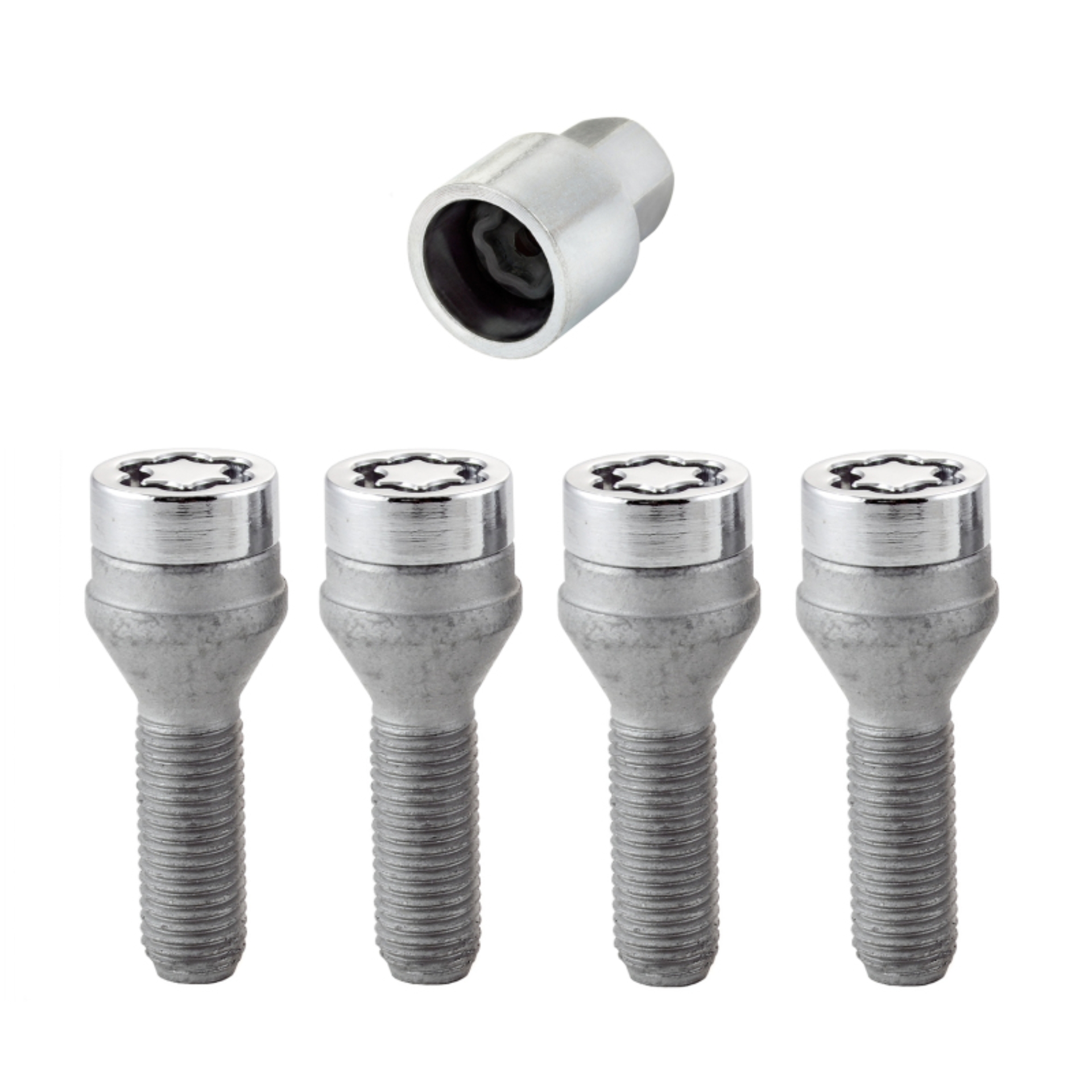 Picture of McGard Wheel Lock Bolt Set - 4pk. (Cone Seat) M12X1.5 / 17mm Hex / 31.7mm Shank Length - Chrome