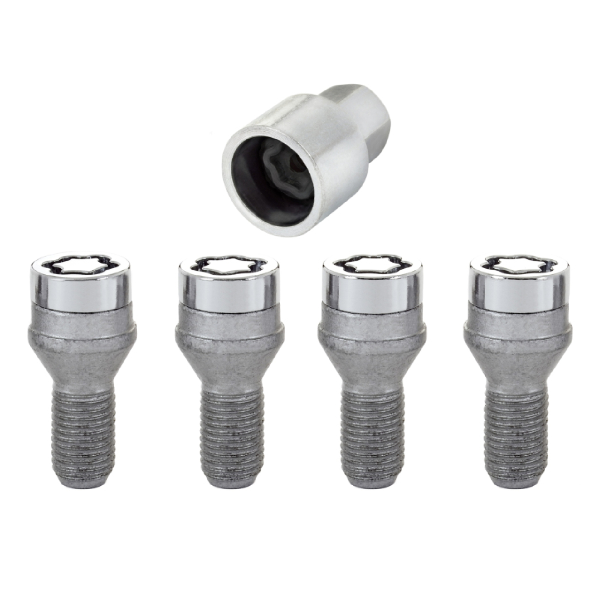 Picture of McGard Wheel Lock Bolt Set - 4pk. (Cone Seat) M12X1.5 / 21mm Hex / 18.2mm Shank Length - Chrome