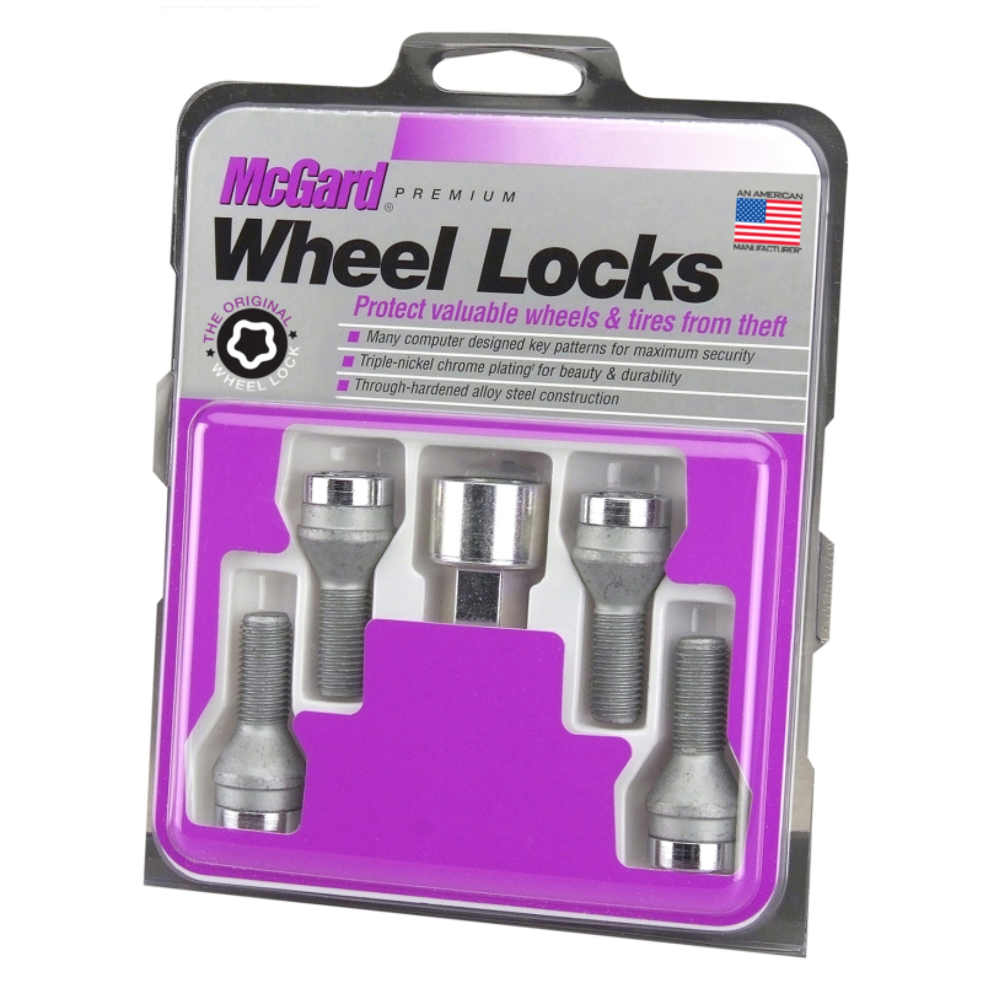 Picture of McGard Wheel Lock Bolt Set - 4pk. (Cone Seat) M12X1.5 / 17mm Hex / 22.2mm Shank Length - Chrome