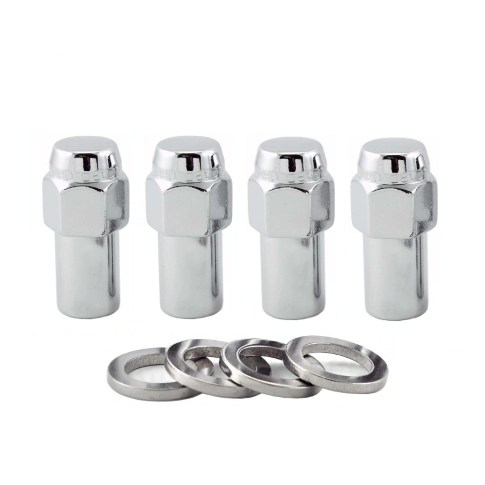 Picture of McGard Hex Lug Nut (Long Shank - .946in.) 1/2-20 / 13/16 Hex / 1.85in. Length (4-Pack) - Chrome