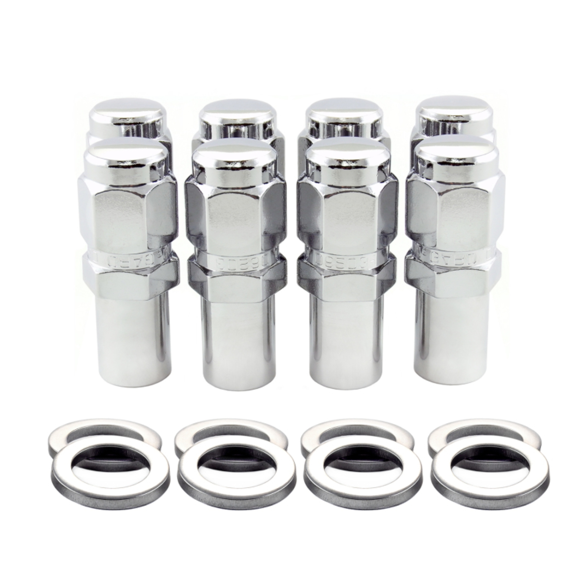 Picture of McGard Hex Lug Nut (Long Shank - 1in. / Duplex) 1/2-20 / 7/8 Hex / 2.425in. Length (8-Pack) - Chrome
