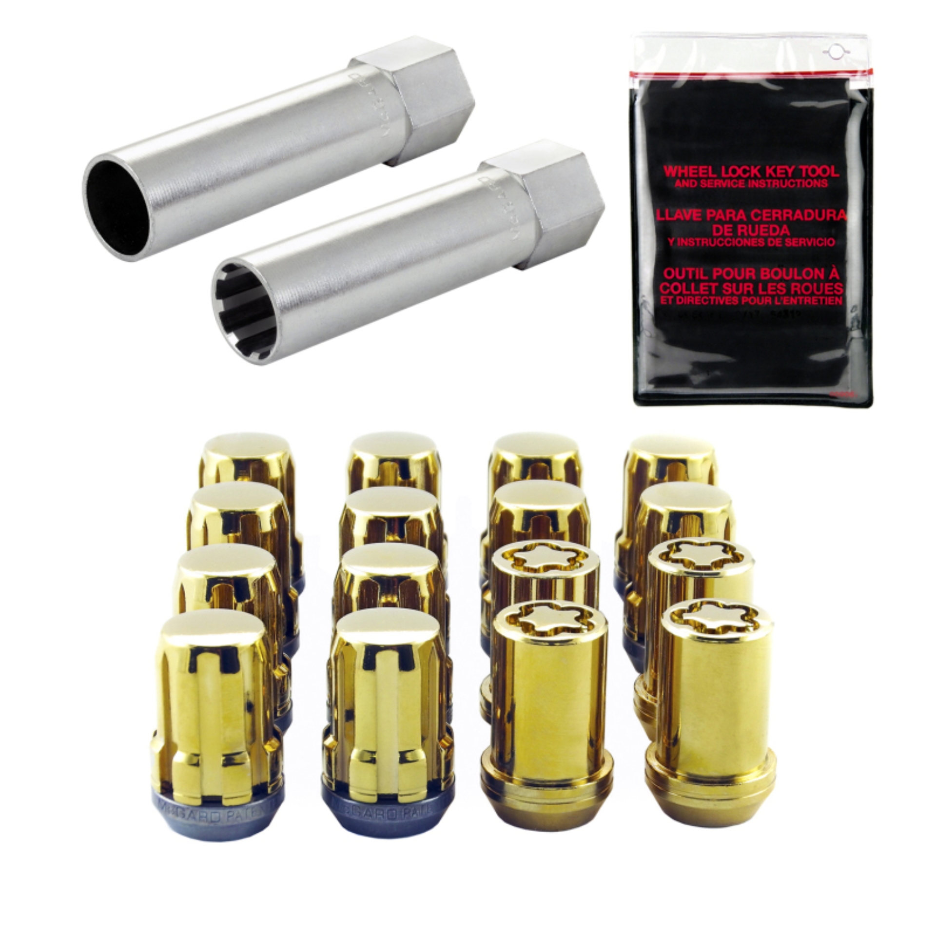 Picture of McGard SplineDrive Tuner 4 Lug Install Kit w/Locks & Tool (Cone) M12X1.25 / 13/16 Hex - Gold