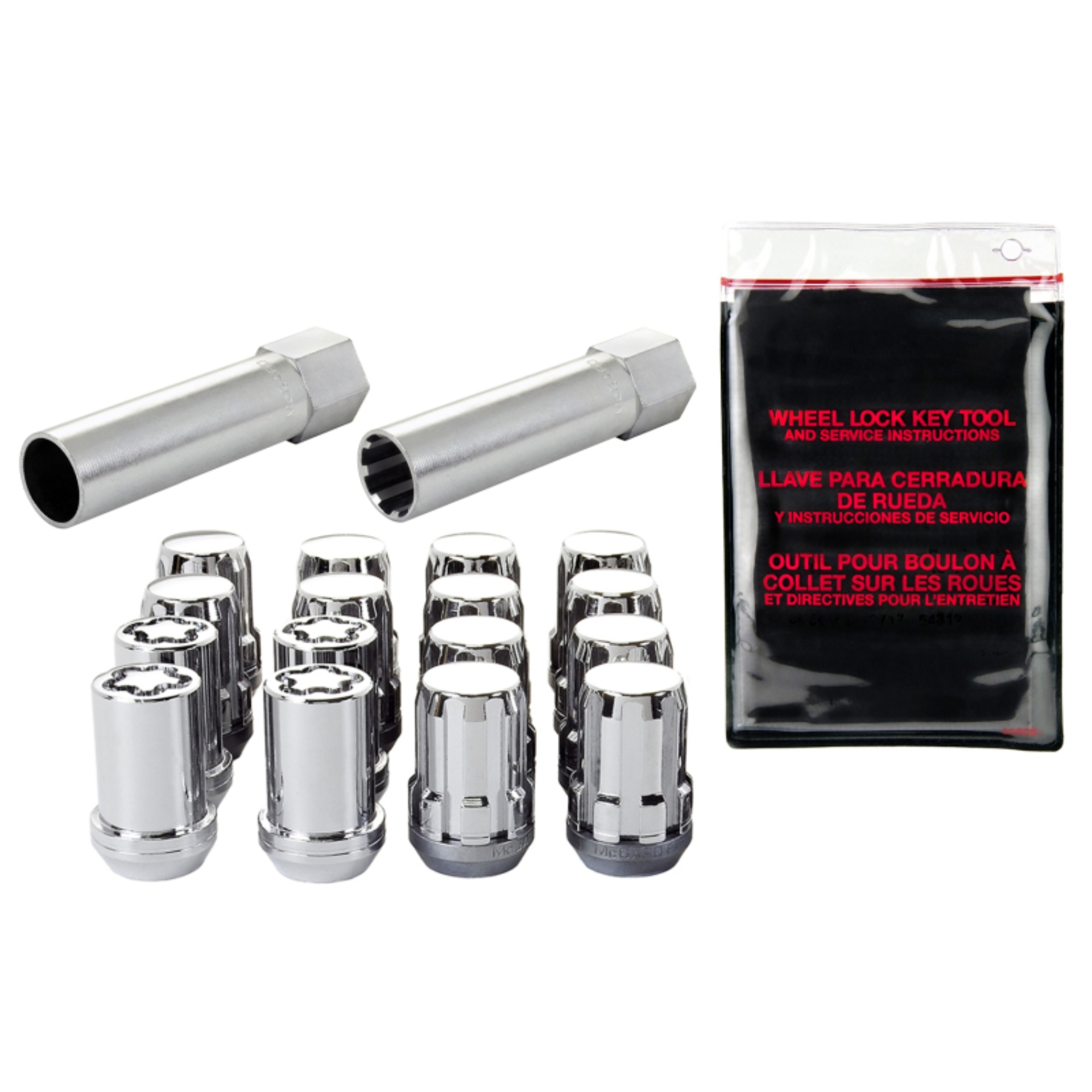 Picture of McGard SplineDrive Tuner 4 Lug Install Kit w/Locks & Tool (Cone) M12X1.5 / 13/16 Hex - Chrome