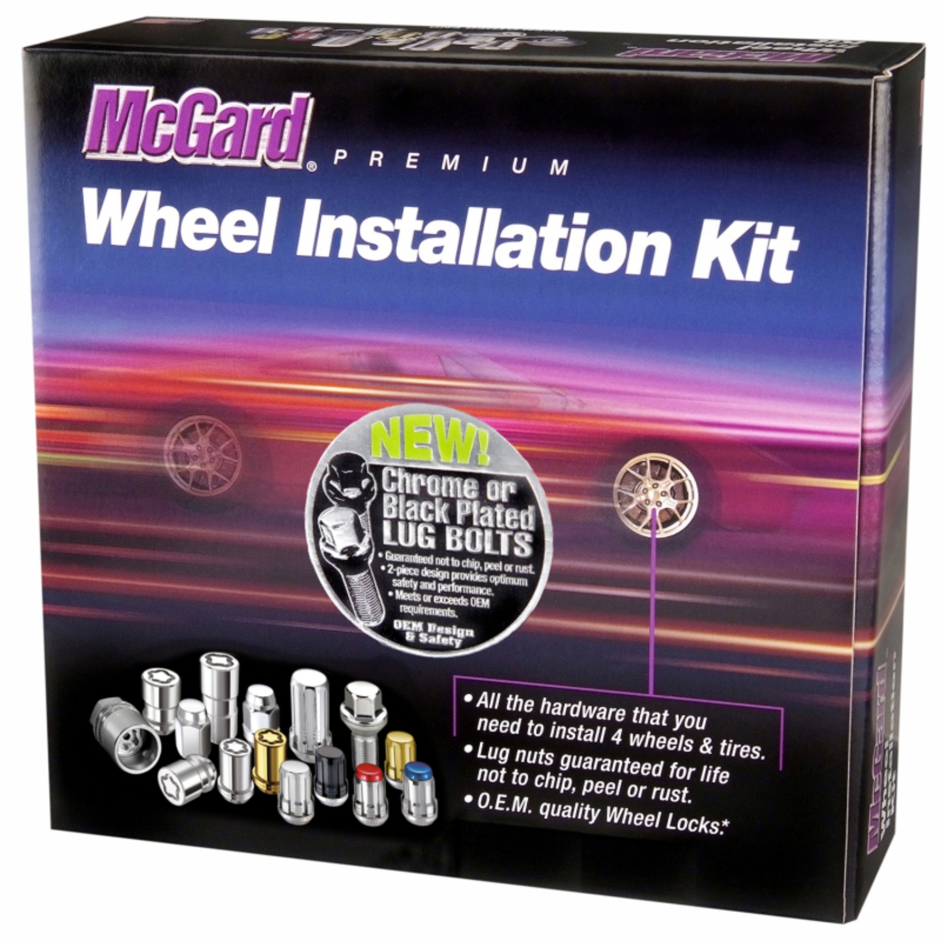 Picture of M14x1.25 Black Lug Bolt Wheel Installation Kit, 54.2mm OAL
