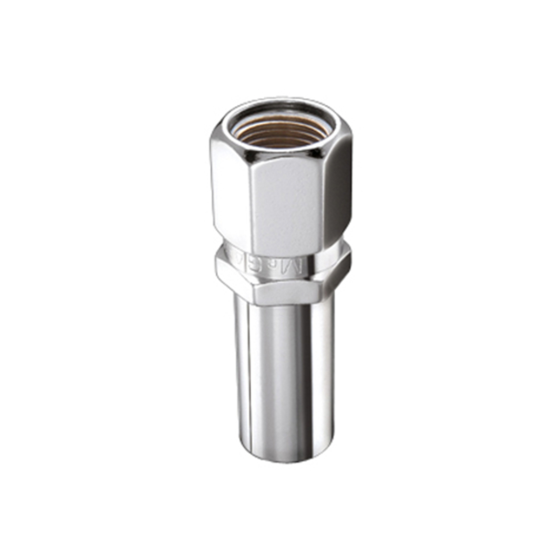 Picture of McGard Hex Lug Nut (Drag Racing X-Long Shank) M12X1.5 / 13/16 Hex / 2.475in. L (Box of 100) - Chrome