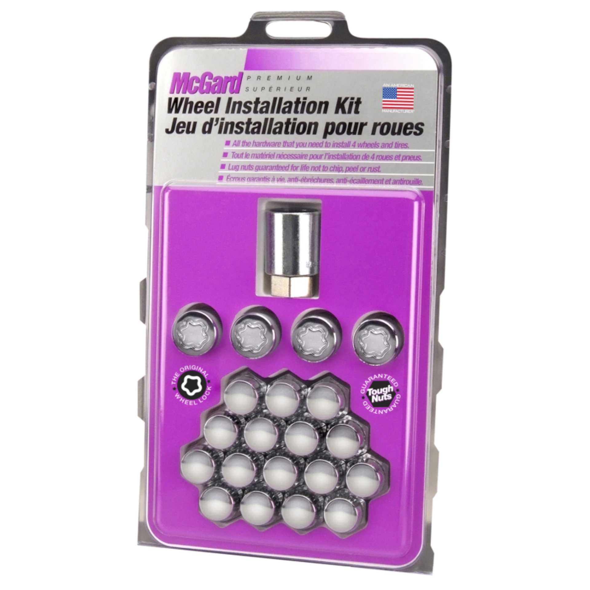Picture of McGard 5 Lug Hex Install Kit (Clamshell) w/Locks (Cone Seat Nut) 1/2-20 / 13/16 Hex - Chrome