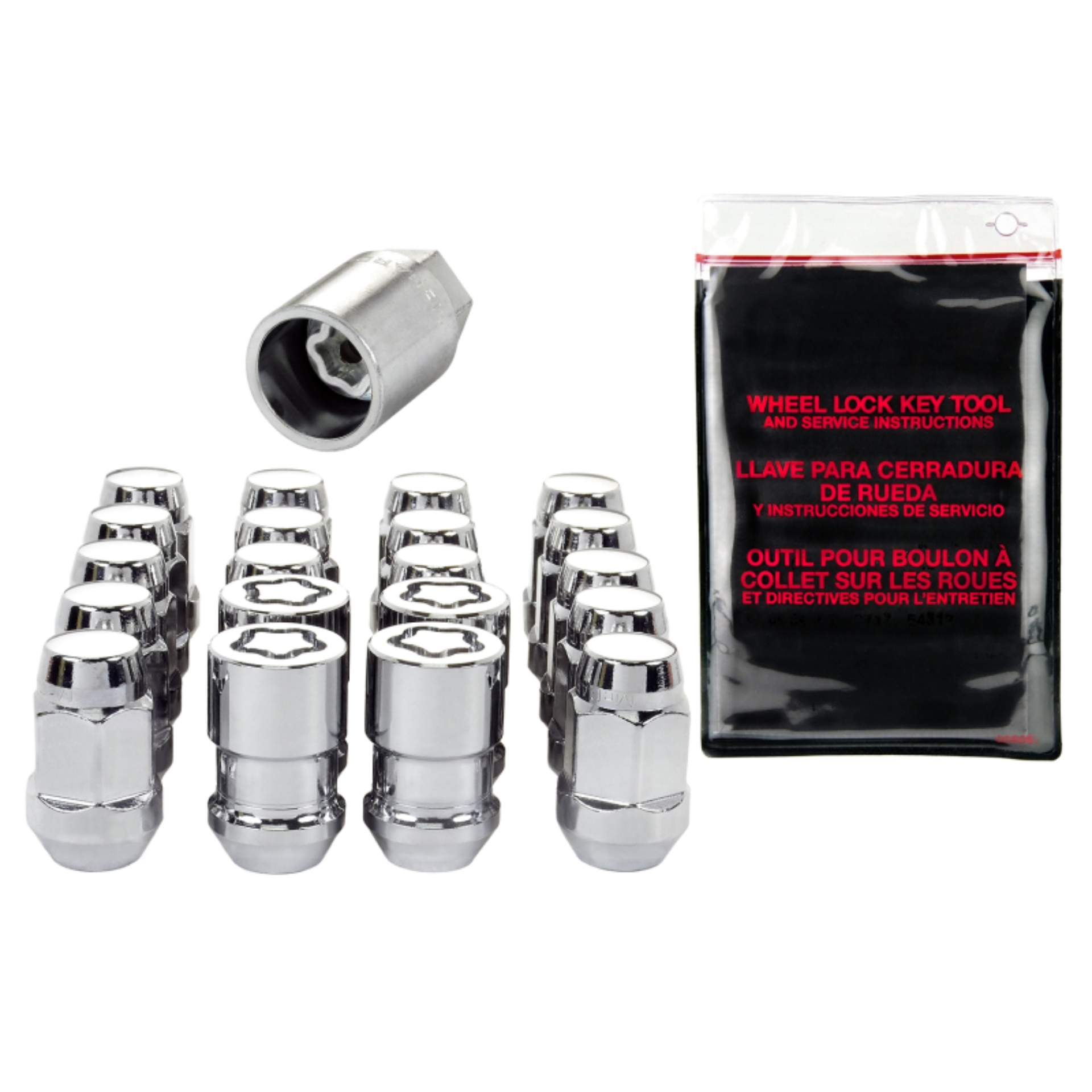 Picture of McGard 5 Lug Hex Install Kit w/Locks (Cone Seat Nut / Bulge) 1/2-20 / 3/4 Hex / 1.45in. L - Chrome
