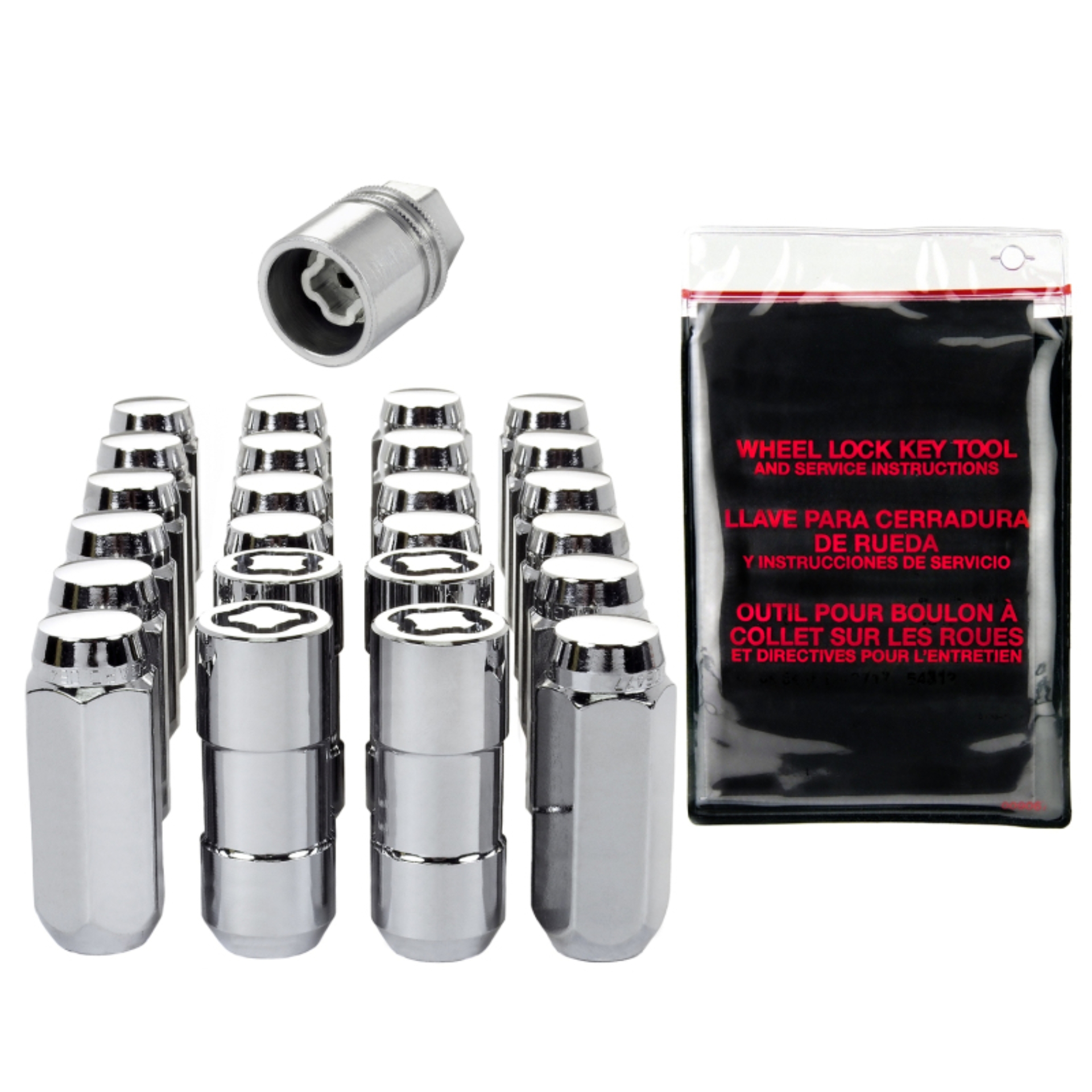 Picture of M14 x 2.0 Chrome 6-Lug Cone Seat Exposed Style Wheel Installation Kit