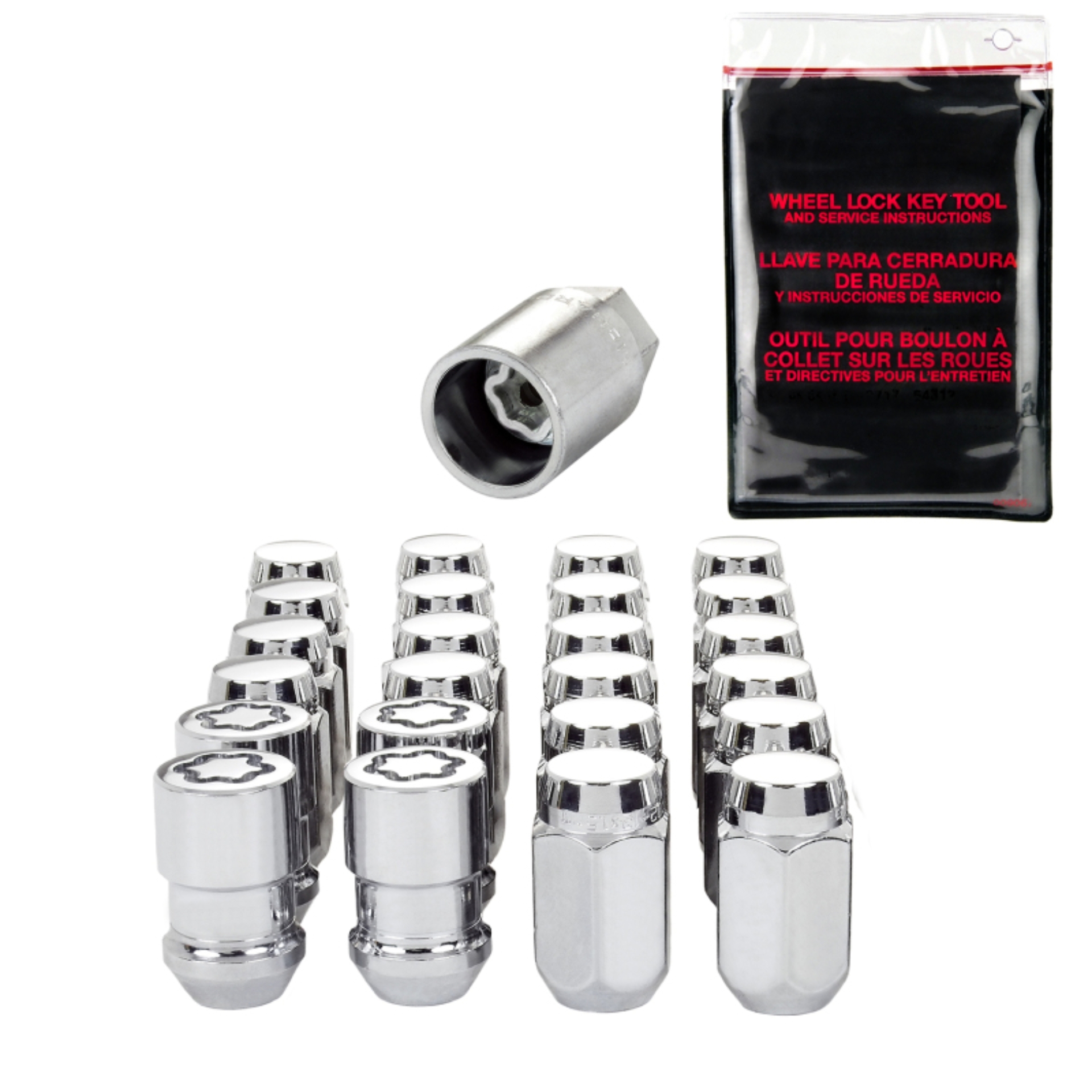Picture of McGard 6 Lug Hex Install Kit w/Locks (Cone Seat Nut) 1/2-20 / 13/16 Hex / 1.5in. Length - Chrome