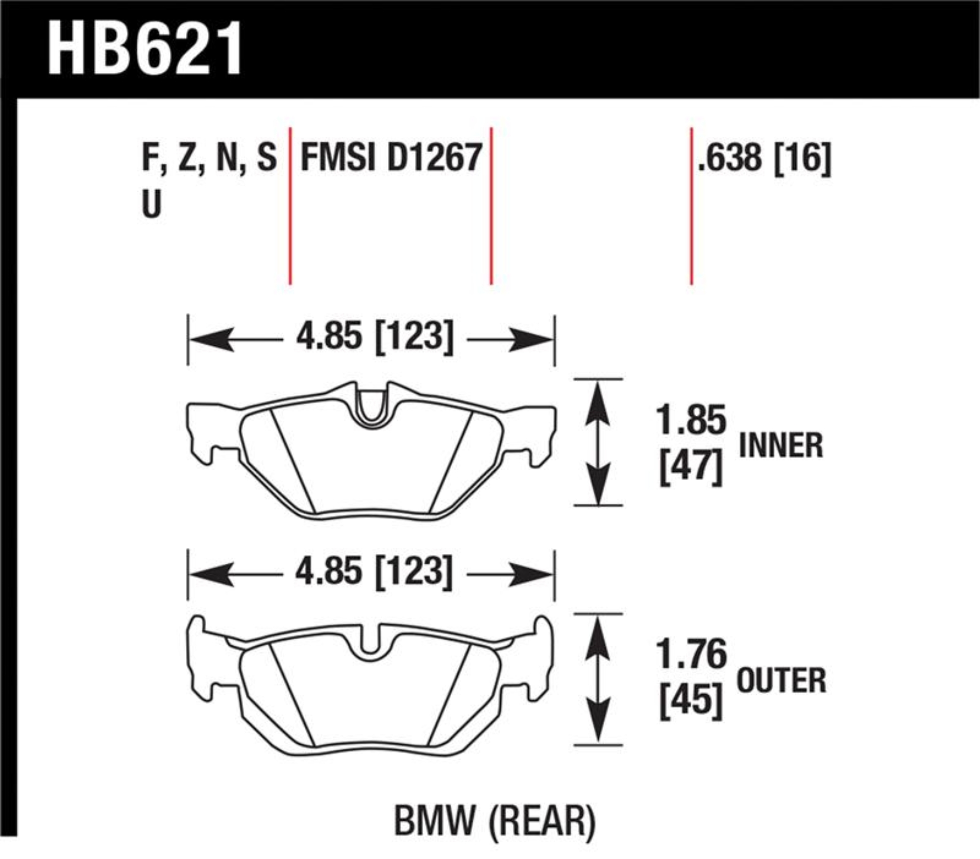 Picture of Hawk Performance HAWK HPS Brake Pad Sets - HB621F.638